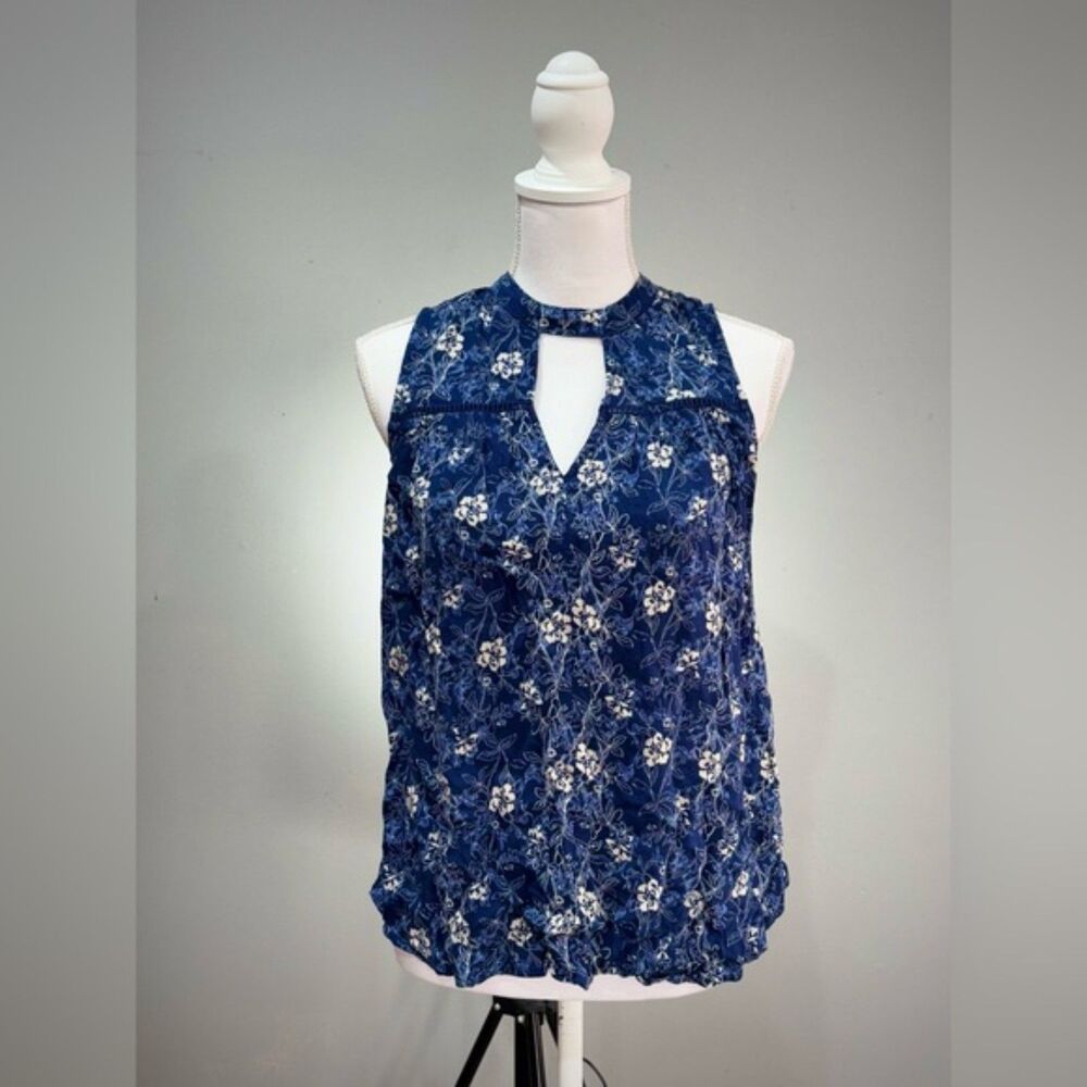 CLEAROUT! Blue Floral Sophie Rue Blouse Size M EUC